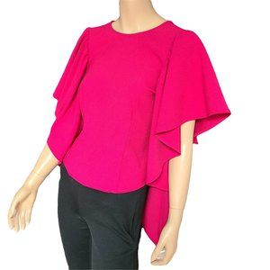 LEITH Bright Rose Flutter Sleeve Top XS